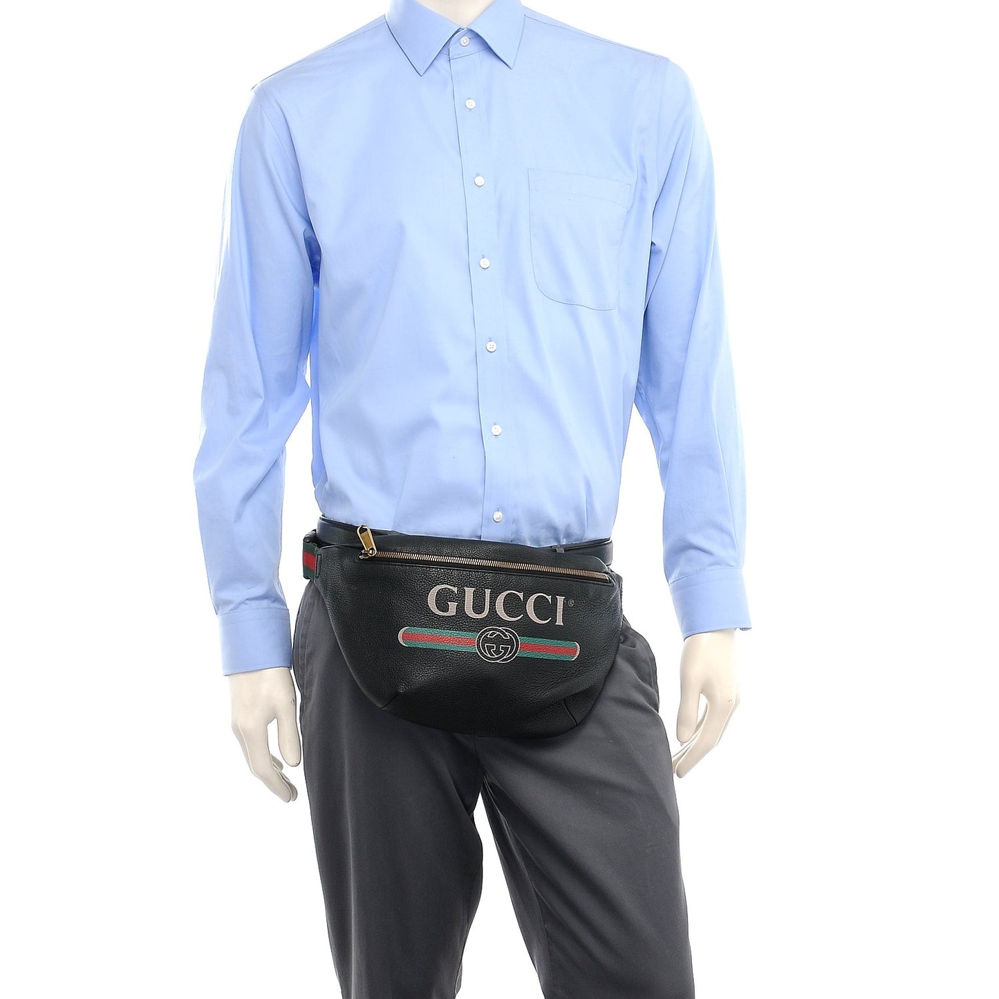 Grained Calfskin Logo Belt Bag Black