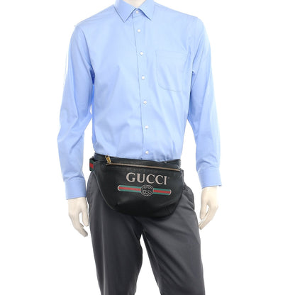 Gucci Grained Calfskin Logo Belt Bag Black 2 of 9