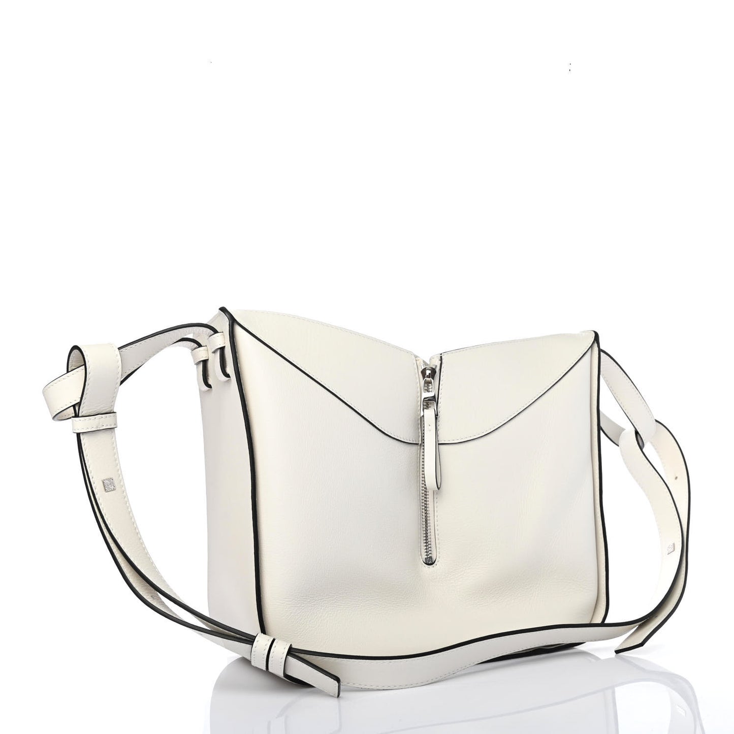 Calfskin Words Small Hammock Shoulder Bag Soft White
