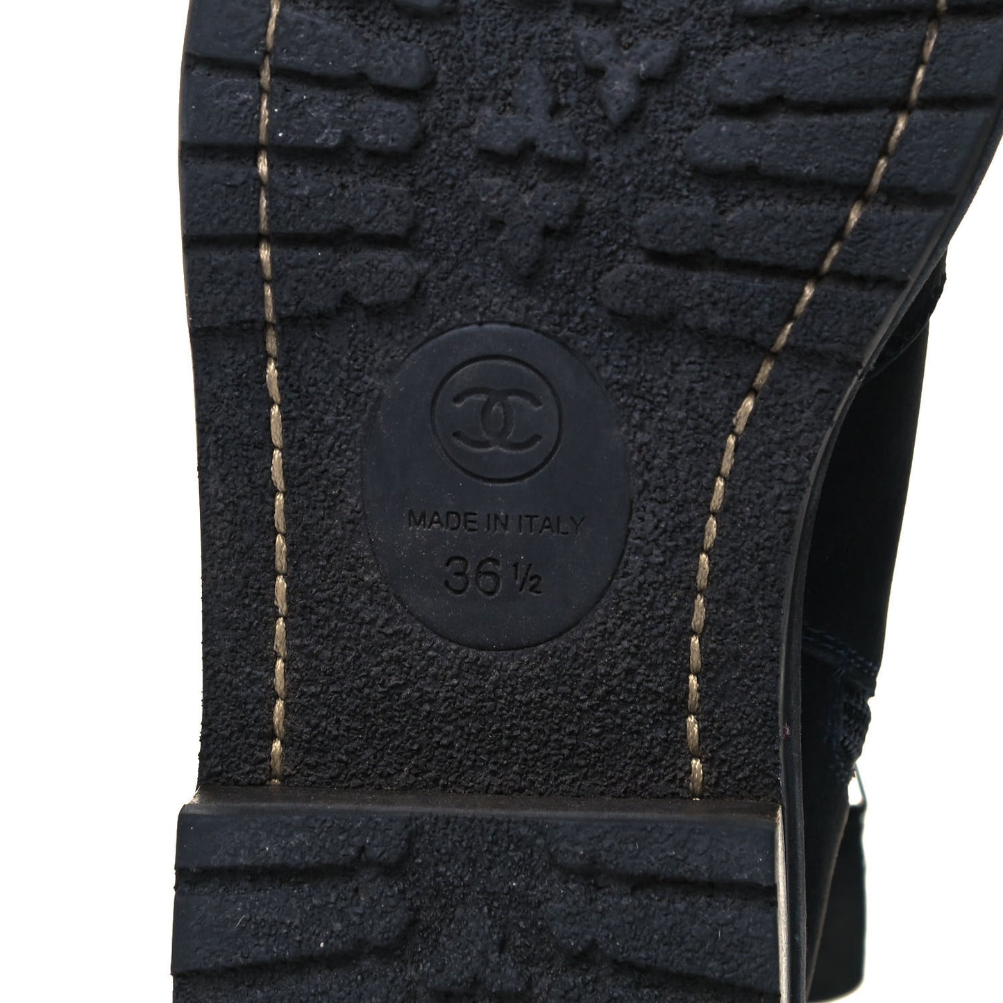 Suede Calfskin CC Short Boots 36.5 Bleu Fonce