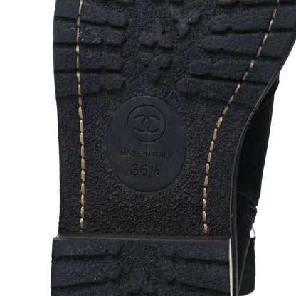 Chanel Suede Calfskin CC Short Boots 36.5 Bleu Fonce 6 of 8