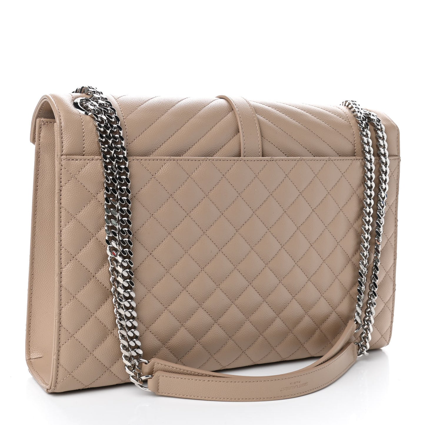 Grain De Poudre Mixed Matelasse Large Triquilt Monogram Satchel Dark Beige