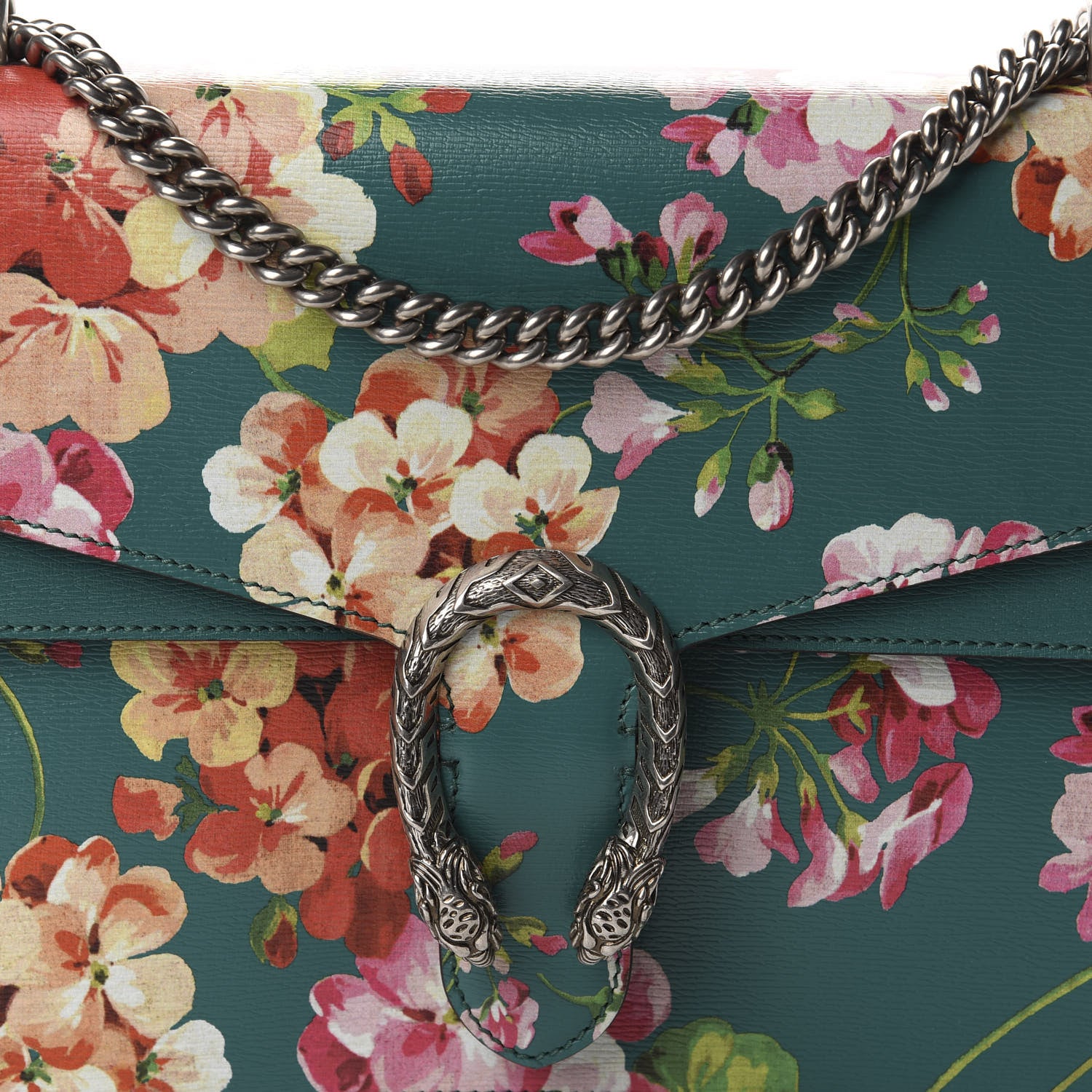Gucci Calfskin Blooms Print Medium Dionysus Shoulder Bag Bright Emerald Multicolor 10 of 10