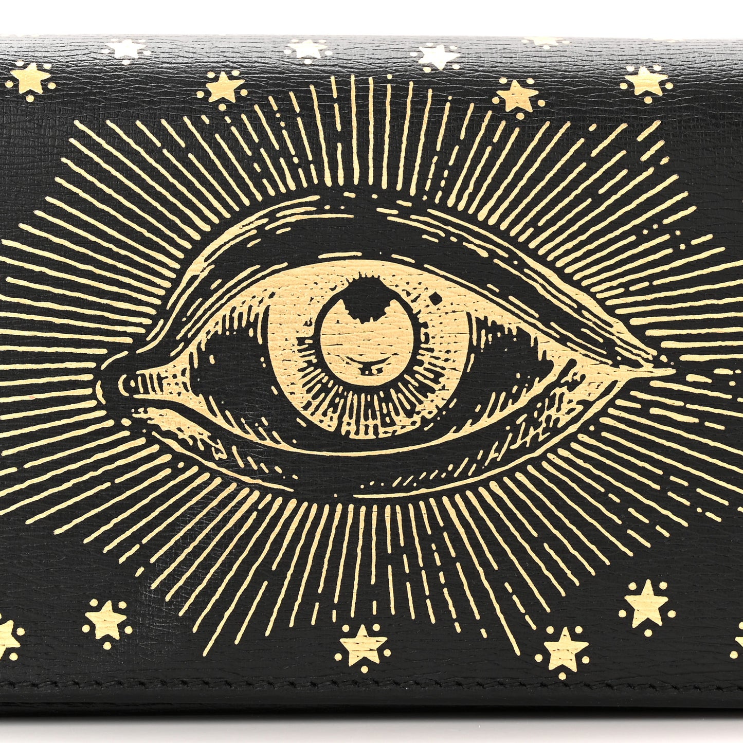 Dollar Calfskin Garden Mystic Eye Chain Wallet Black