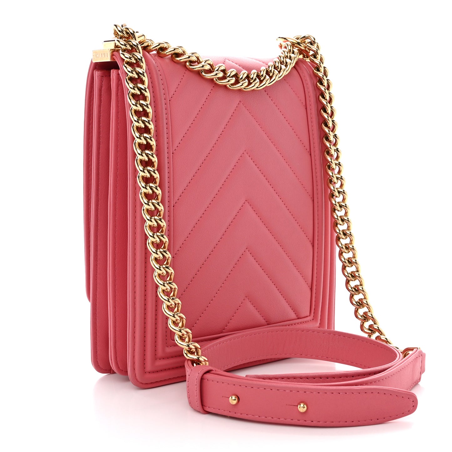 Lambskin Chevron Quilted North South Boy Flap Pink