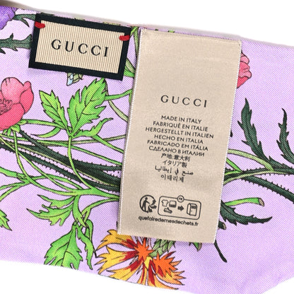 Gucci Silk Flora Neck Bow Scarf Purple Multicolor 3 of 3