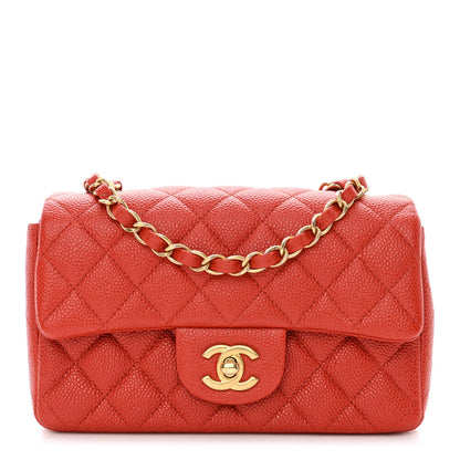 Chanel Pearly Caviar Quilted Mini Rectangular Flap Orange 1 of 11