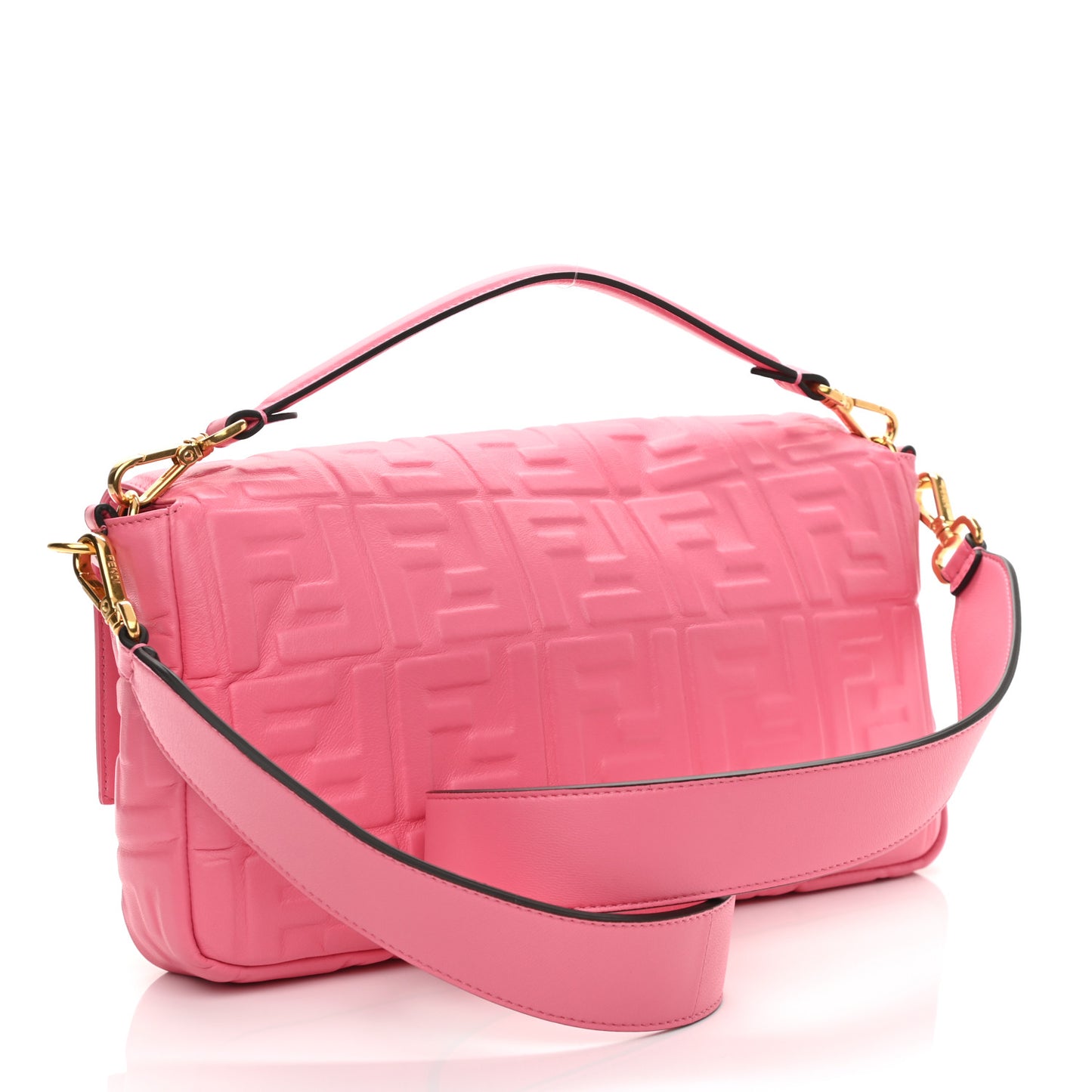 Nappa FF 1974 Embossed Large Baguette Rosa Fluo
