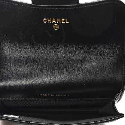 Chanel Lambskin Quilted Top Handle Flap Coin Purse With Chain Black 4 of 10