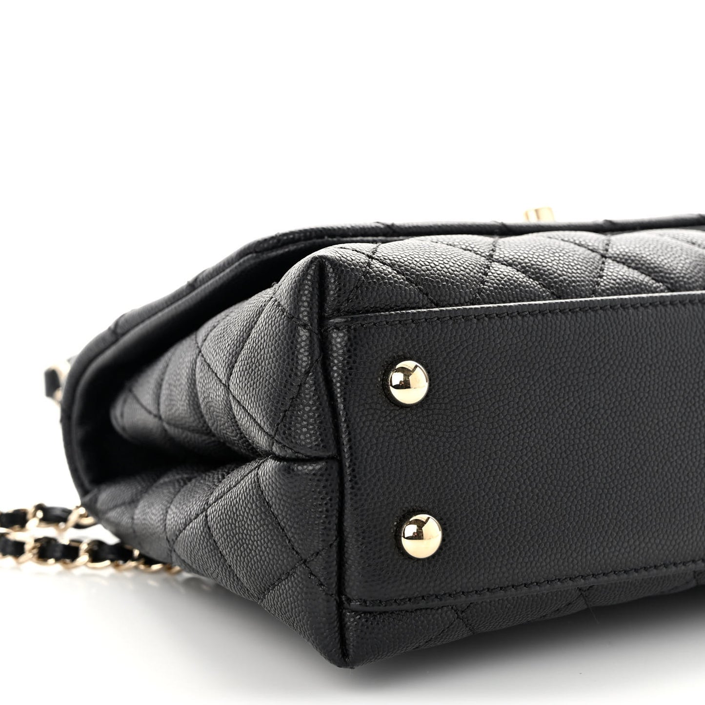 Caviar Quilted Mini Coco Handle Flap Black