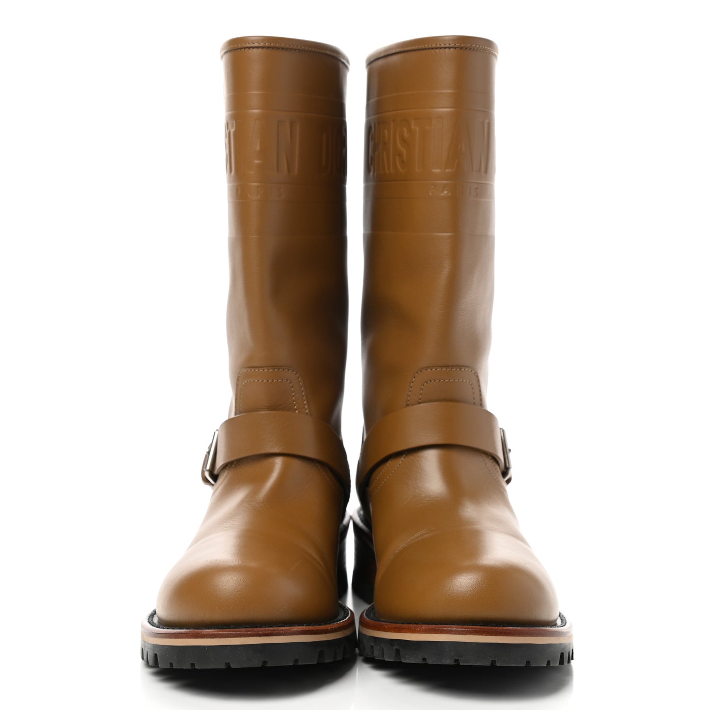 Calfskin Embossed Dior Quest 35mm Biker Boots 37 Natural