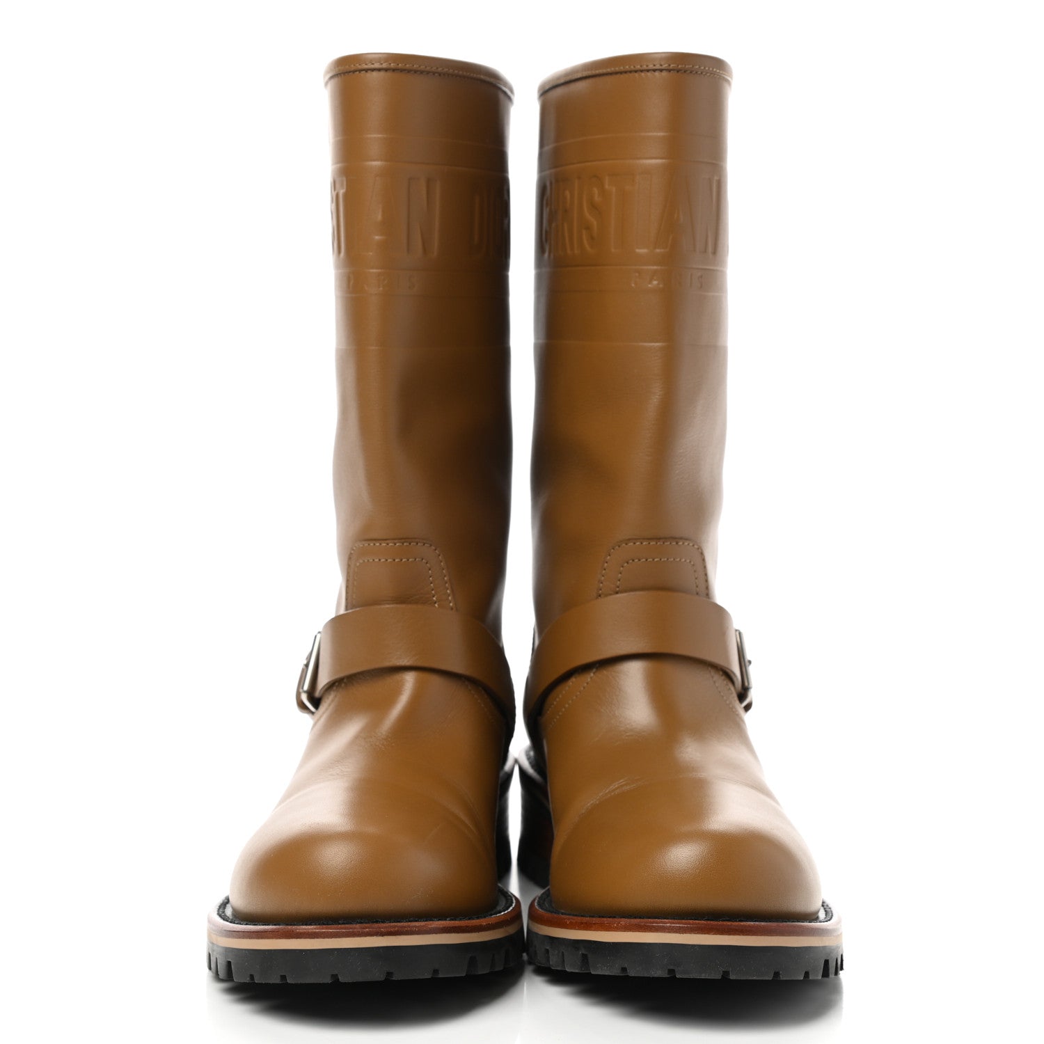 Christian Dior Calfskin Embossed Dior Quest 35mm Biker Boots 37 Natural 2 of 8