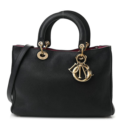 Christian Dior Bullcalf Medium Diorissimo Tote Black Rose Indien 1 of 9