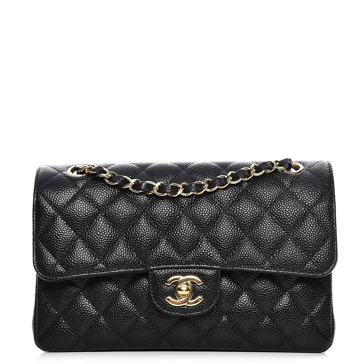 Caviar Quilted Small Double Flap Black