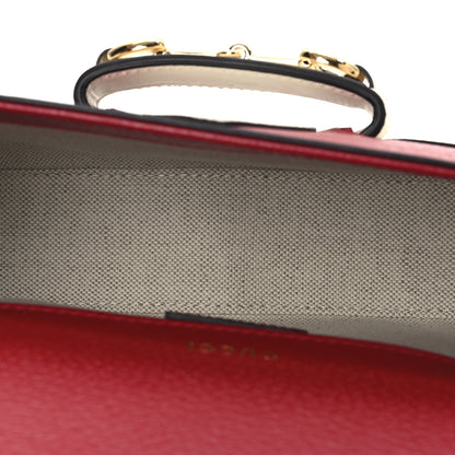 Gucci X ADIDAS Textured Dollar Calfskin Web Trefoil Mini Horsebit 1955 Shoulder Bag Hibiscus Red Off White 5 of 11