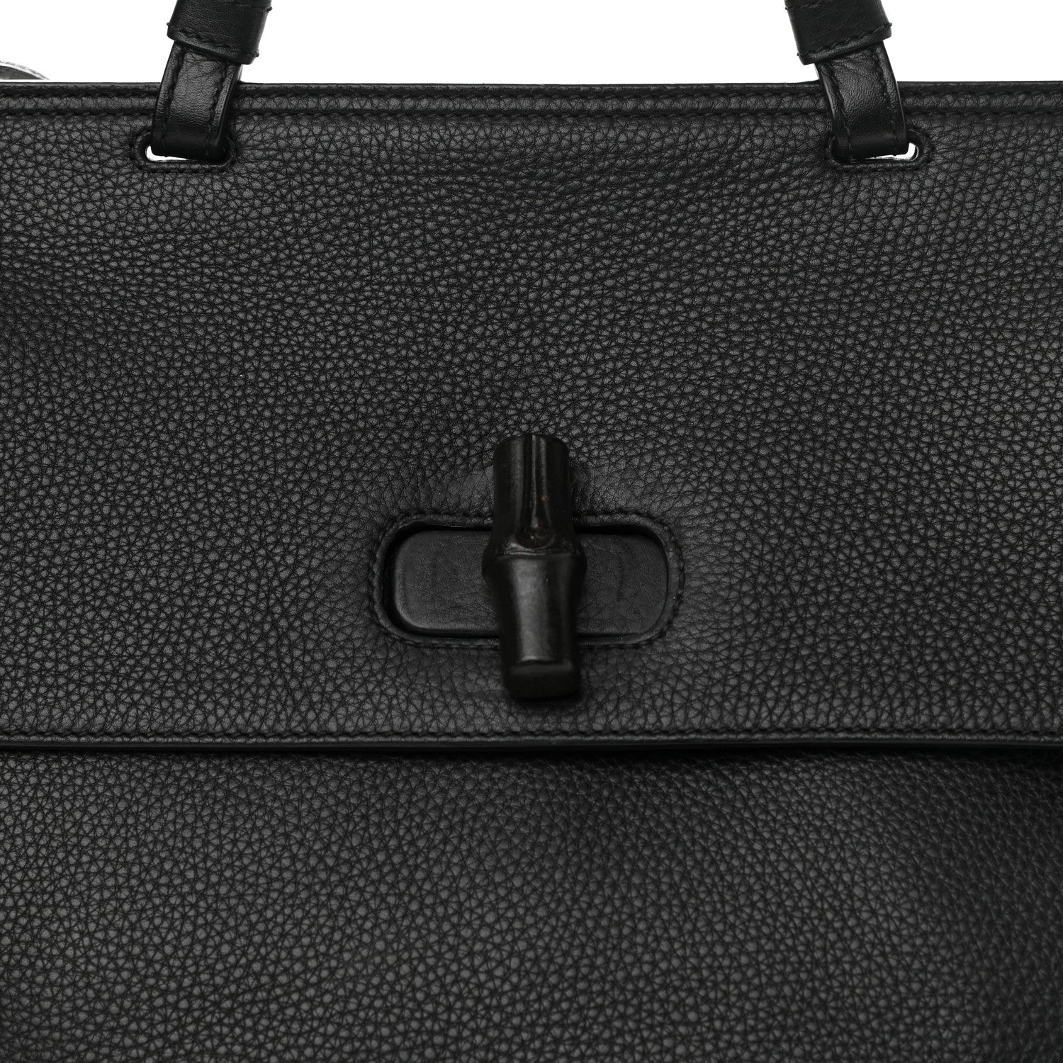 Gucci Pebbled Calfskin Large Bamboo Daily Top Handle Bag Black 8 of 17