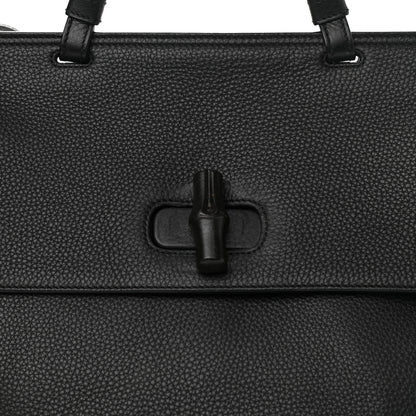 Gucci Pebbled Calfskin Large Bamboo Daily Top Handle Bag Black 8 of 17