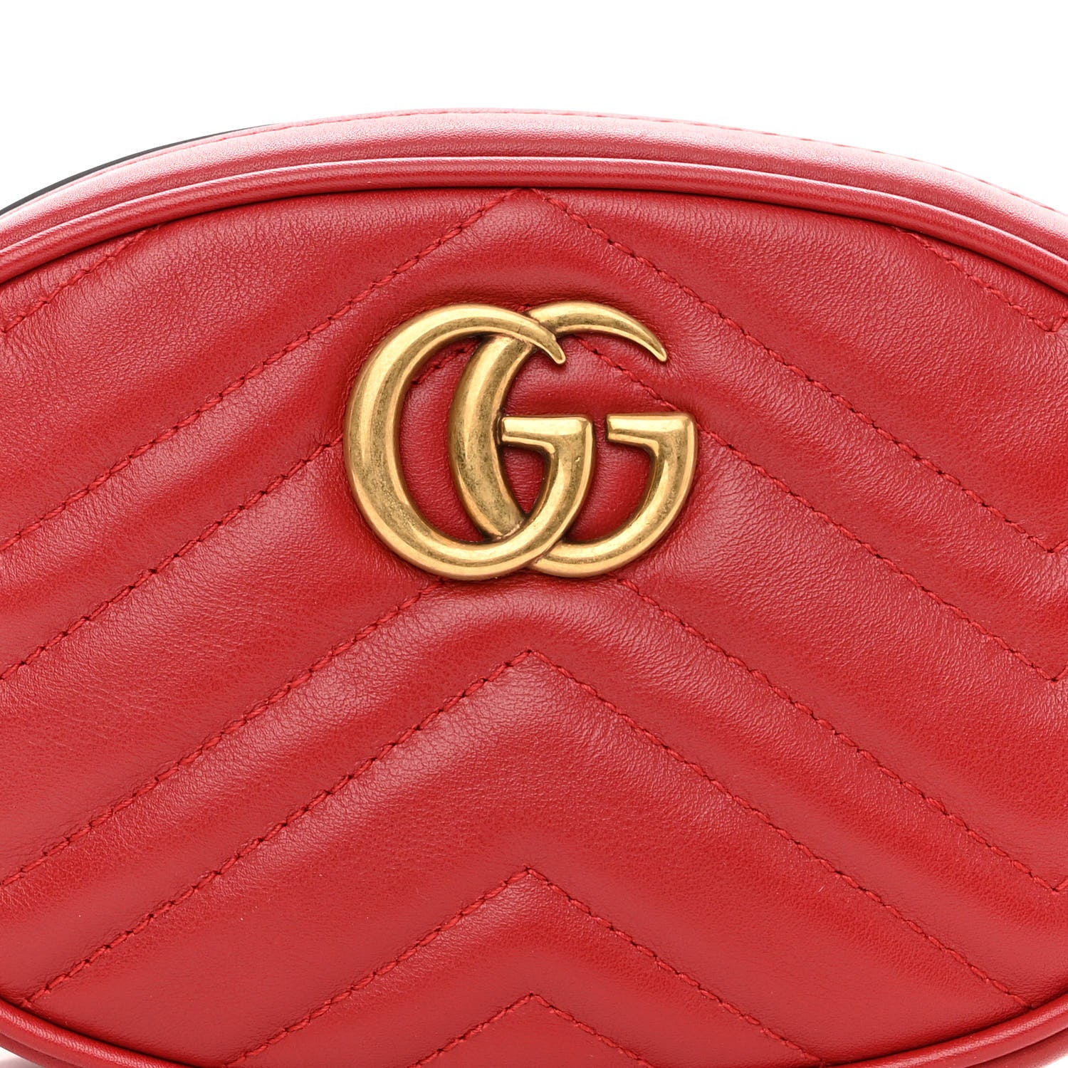 Gucci Calfskin Matelasse GG Marmont Belt Bag 85 34 Hibiscus Red 7 of 9