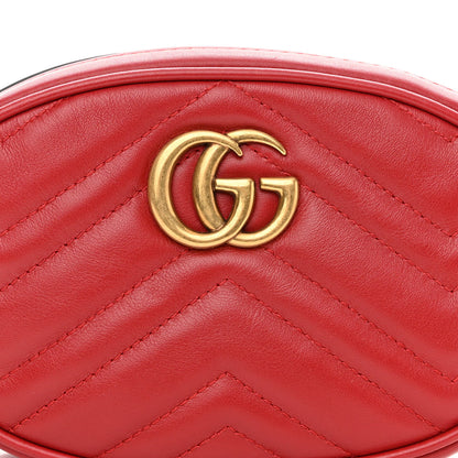 Gucci Calfskin Matelasse GG Marmont Belt Bag 85 34 Hibiscus Red 7 of 9