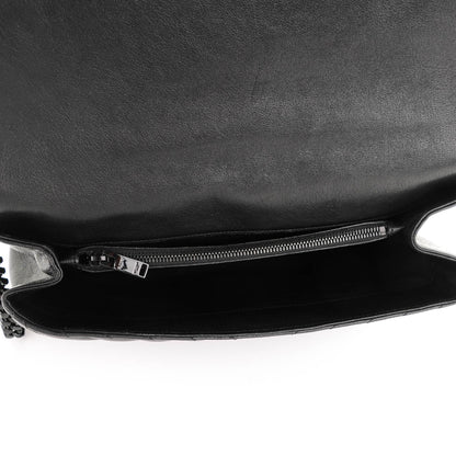 Saint Laurent Sheepskin Matelasse Chevron Monogram Monochrome Large College Satchel Black 5 of 6