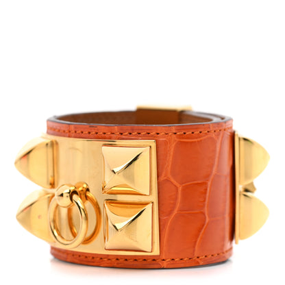Hermes Matte Alligator Collier De Chien CDC Bracelet S Orange 1 of 7