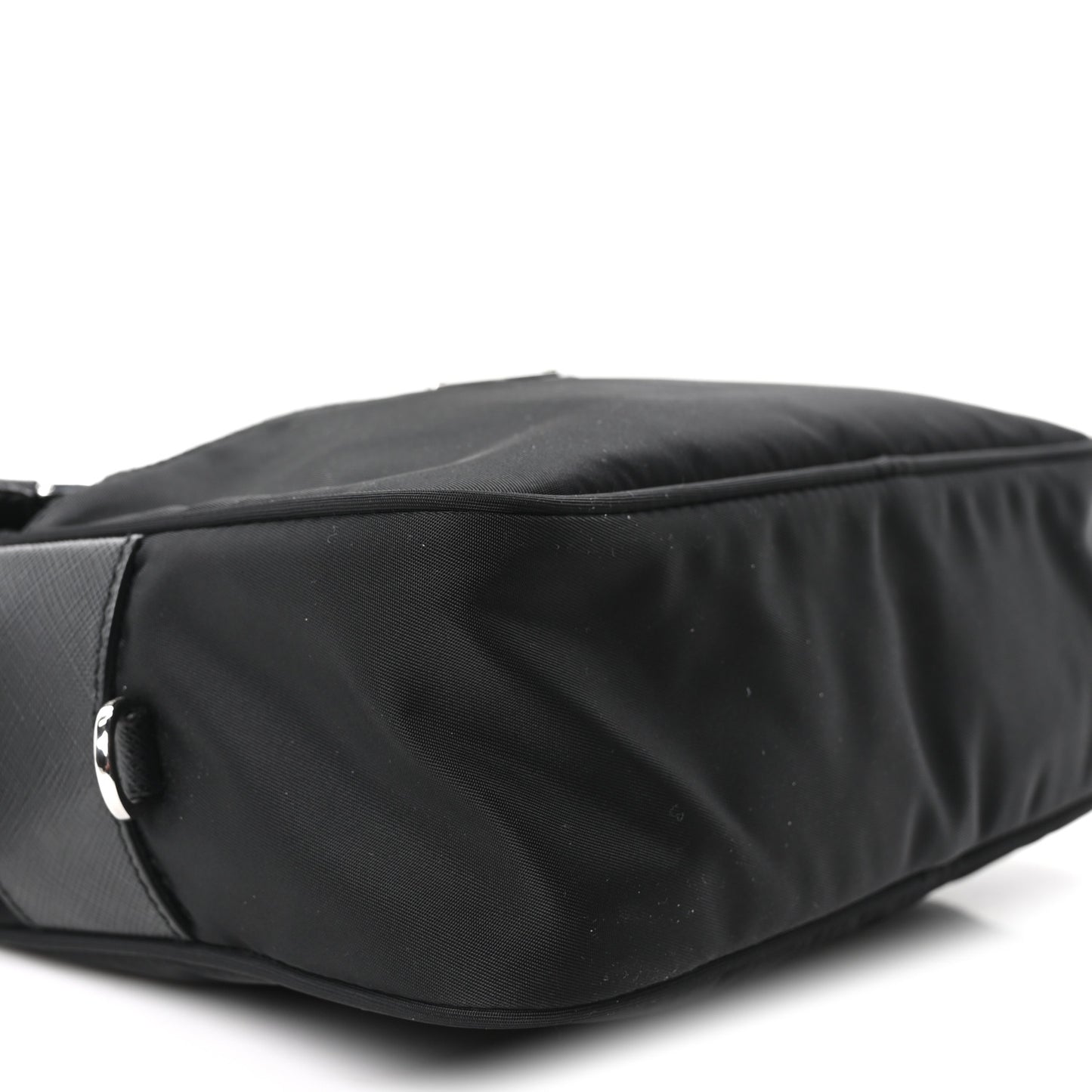 Re-Nylon Vela Saffiano Pocket Double Zip Shoulder Bag Black Black