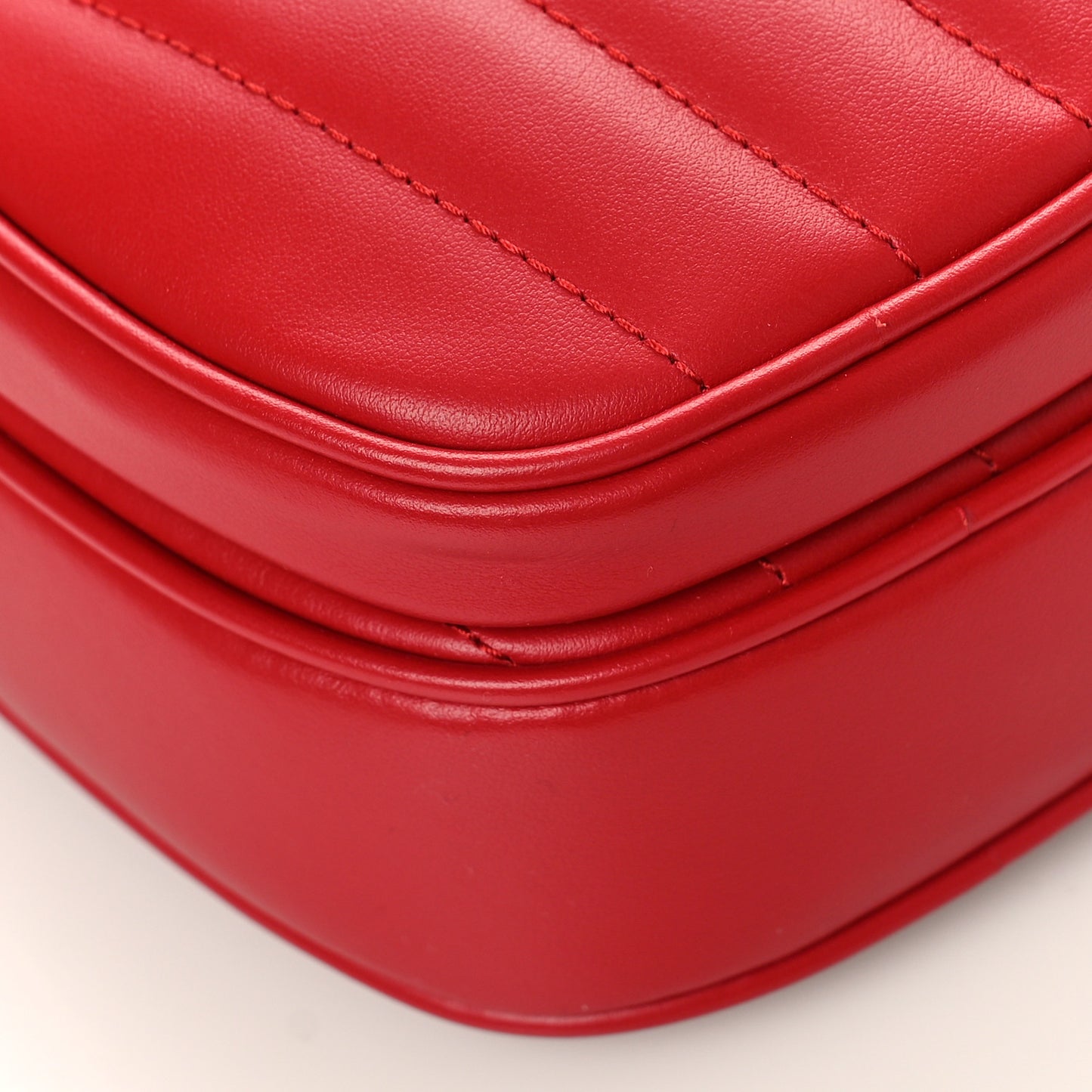 Calfskin Matelasse Diagonal Mini Interlocking G Heart Shoulder Bag Hibiscus Red
