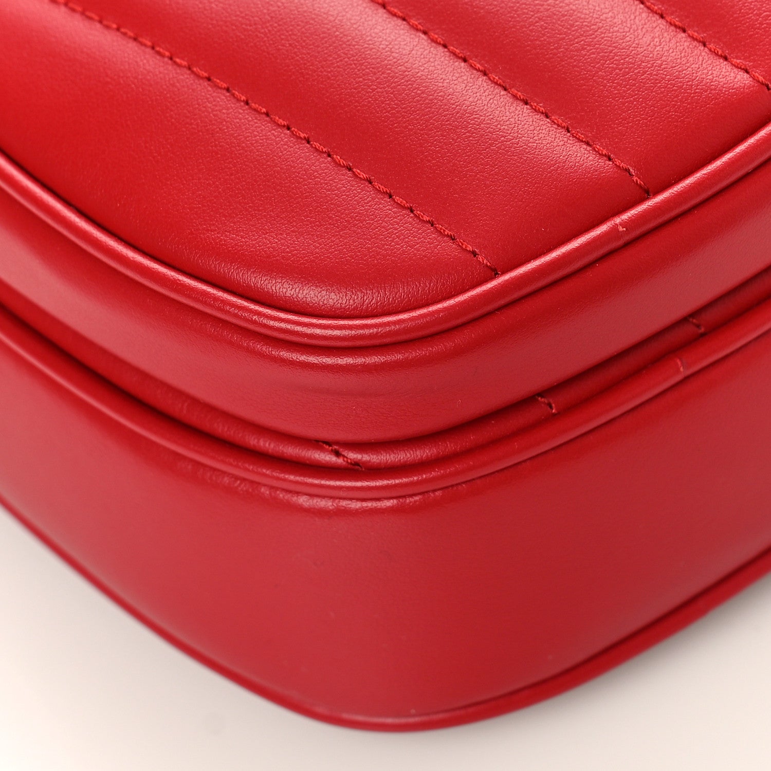 Gucci Calfskin Matelasse Diagonal Mini Interlocking G Heart Shoulder Bag Hibiscus Red 9 of 9