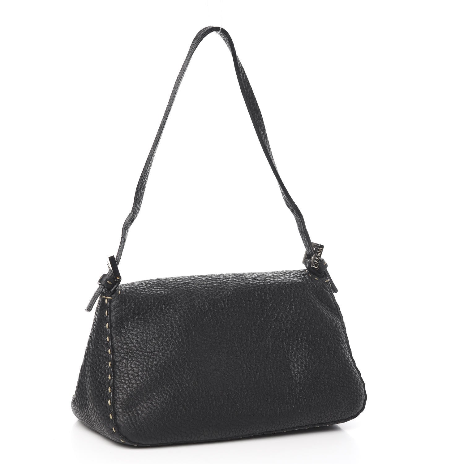 Fendi Calfskin Romano Selleria Baguette Black 4 of 10