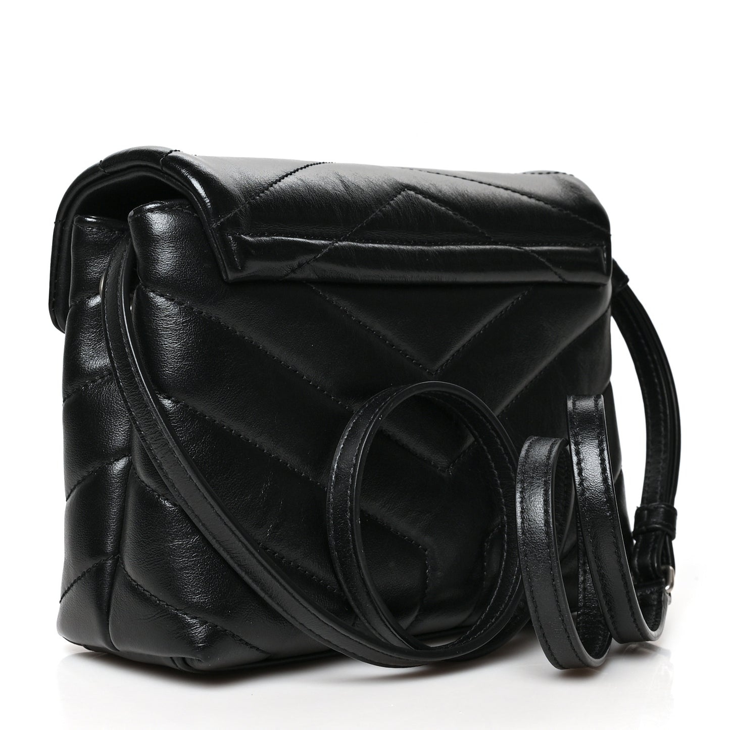 Calfskin Y Quilted Monogram Toy Loulou Crossbody Bag Black