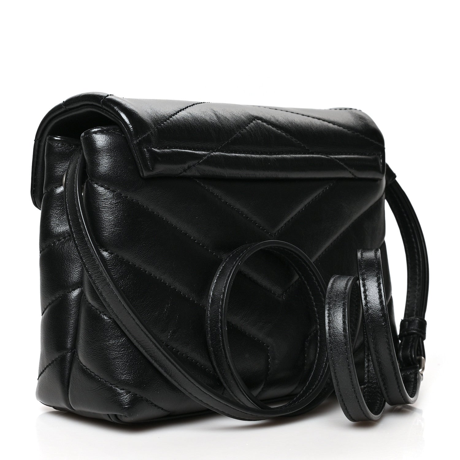 Saint Laurent Calfskin Y Quilted Monogram Toy Loulou Crossbody Bag Black 3 of 10