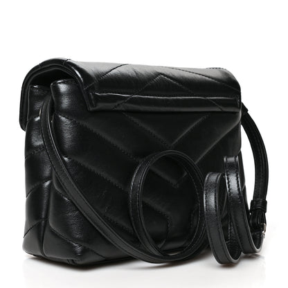 Saint Laurent Calfskin Y Quilted Monogram Toy Loulou Crossbody Bag Black 3 of 10