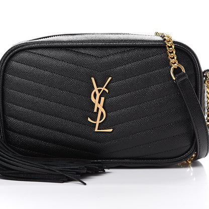 Saint Laurent Grain De Poudre Matelasse Monogram Mini Lou Camera Bag Black 8 of 12