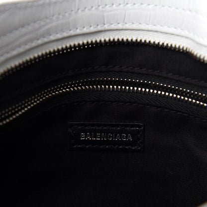 Balenciaga Matte Supple Lambskin Crocodile Embossed Classic Silver Hardware S City White 9 of 11