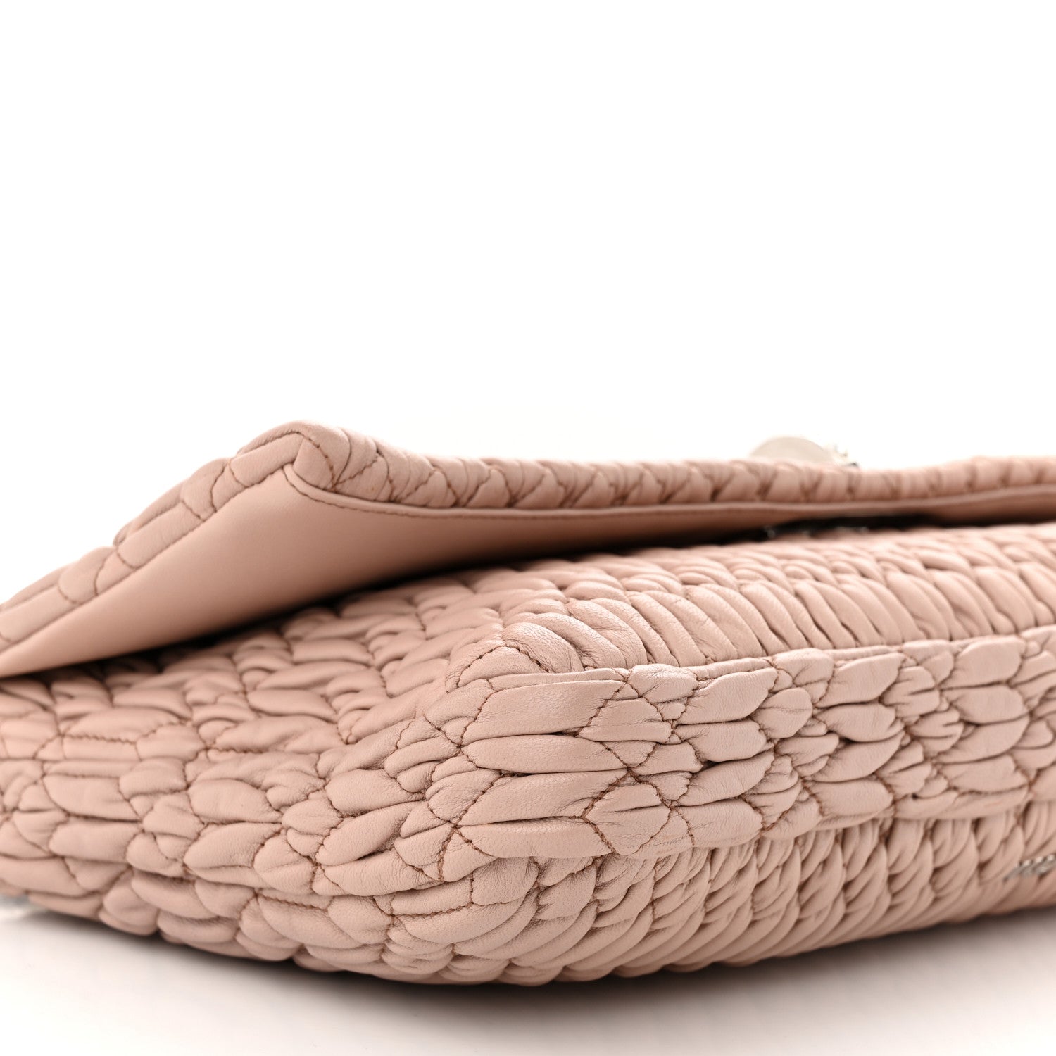 Miu Miu Nappa Matelasse Crystal Flap Clutch Cammeo 9 of 10