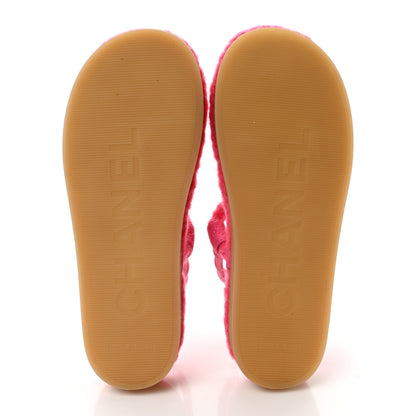 Chanel Cord Lambskin Quilted Logo Sandals 37 Pink 5 of 8