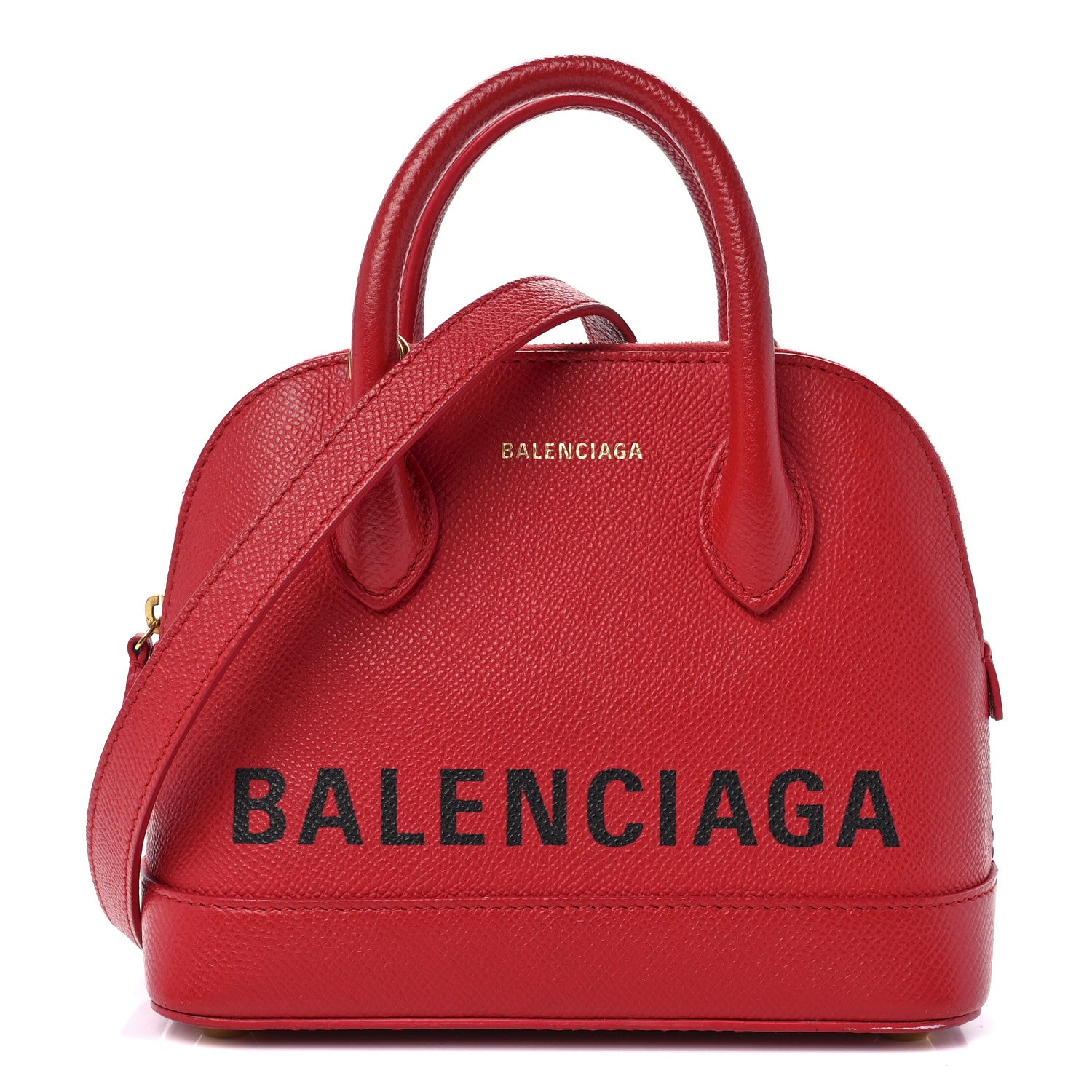 Balenciaga Signature Grained Calfskin Logo XXS Ville Top Handle Bag Rouge Coquelicot Black 1 of 25