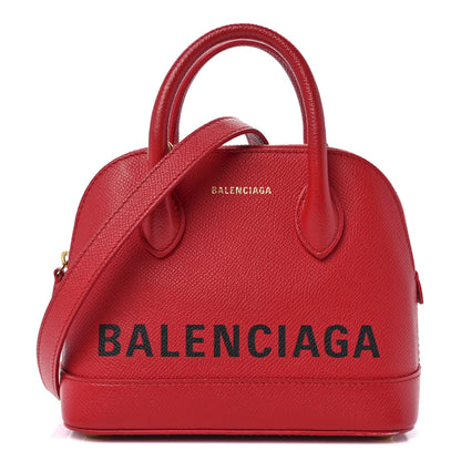 Balenciaga Signature Grained Calfskin Logo XXS Ville Top Handle Bag Rouge Coquelicot Black 1 of 25