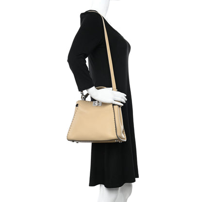 Fendi Cuoio Romano Selleria Medium Peekaboo Iconic Essentially Satchel Paglia Latte Mou 2 of 11