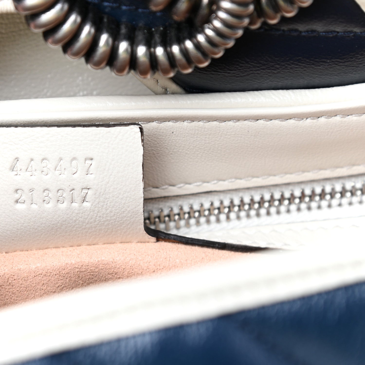Gucci Vintage Effect Calfskin Matelasse Diagonal Small Torchon GG Marmont Shoulder Bag Blue Agata Mystic White 7 of 10