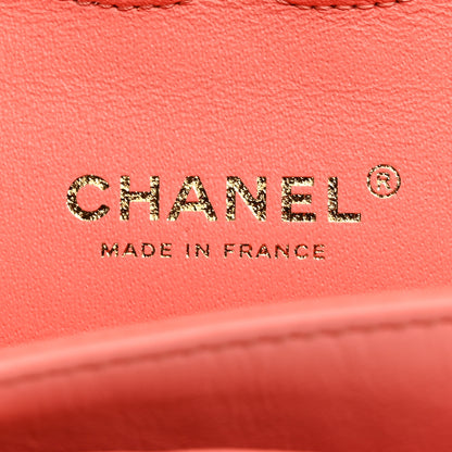 Chanel Lambskin Chevron Quilted Medium Double Flap Coral 6 of 10