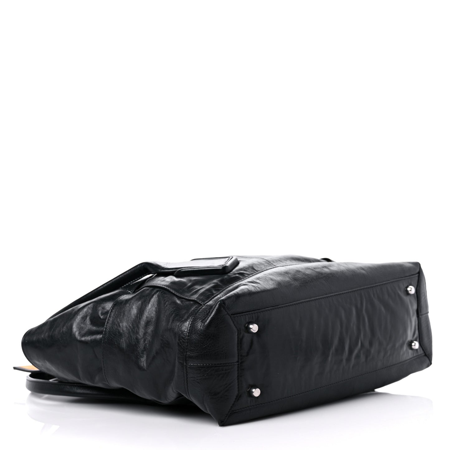 Paper Calfskin Maxi Intrecciato Arco Slouch Black Silver