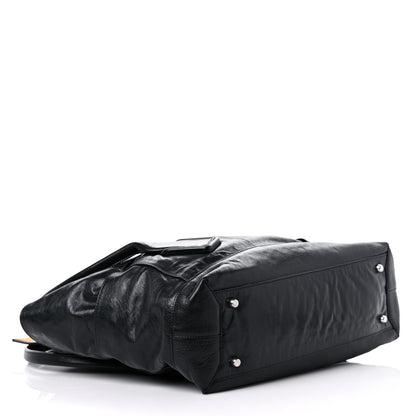 Bottega Veneta Paper Calfskin Maxi Intrecciato Arco Slouch Black Silver 4 of 14