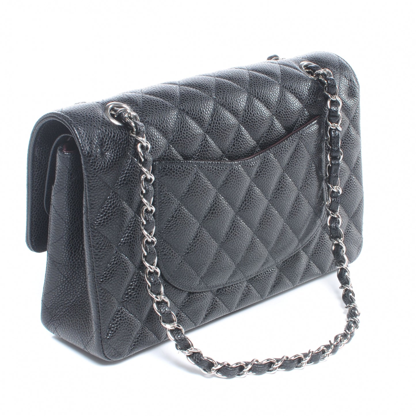 Caviar Quilted Medium Double Flap Black