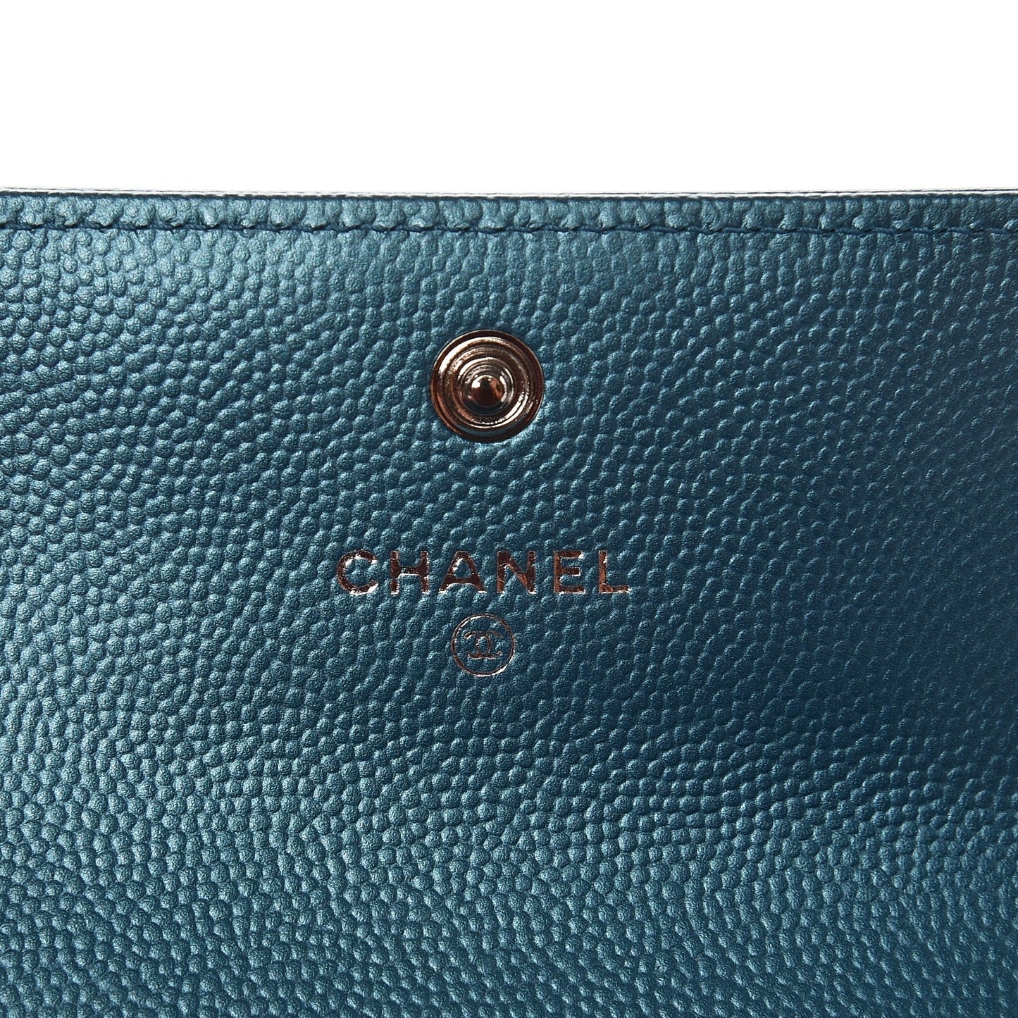 Metallic Caviar Quilted Boy Card Holder Wallet Turquoise