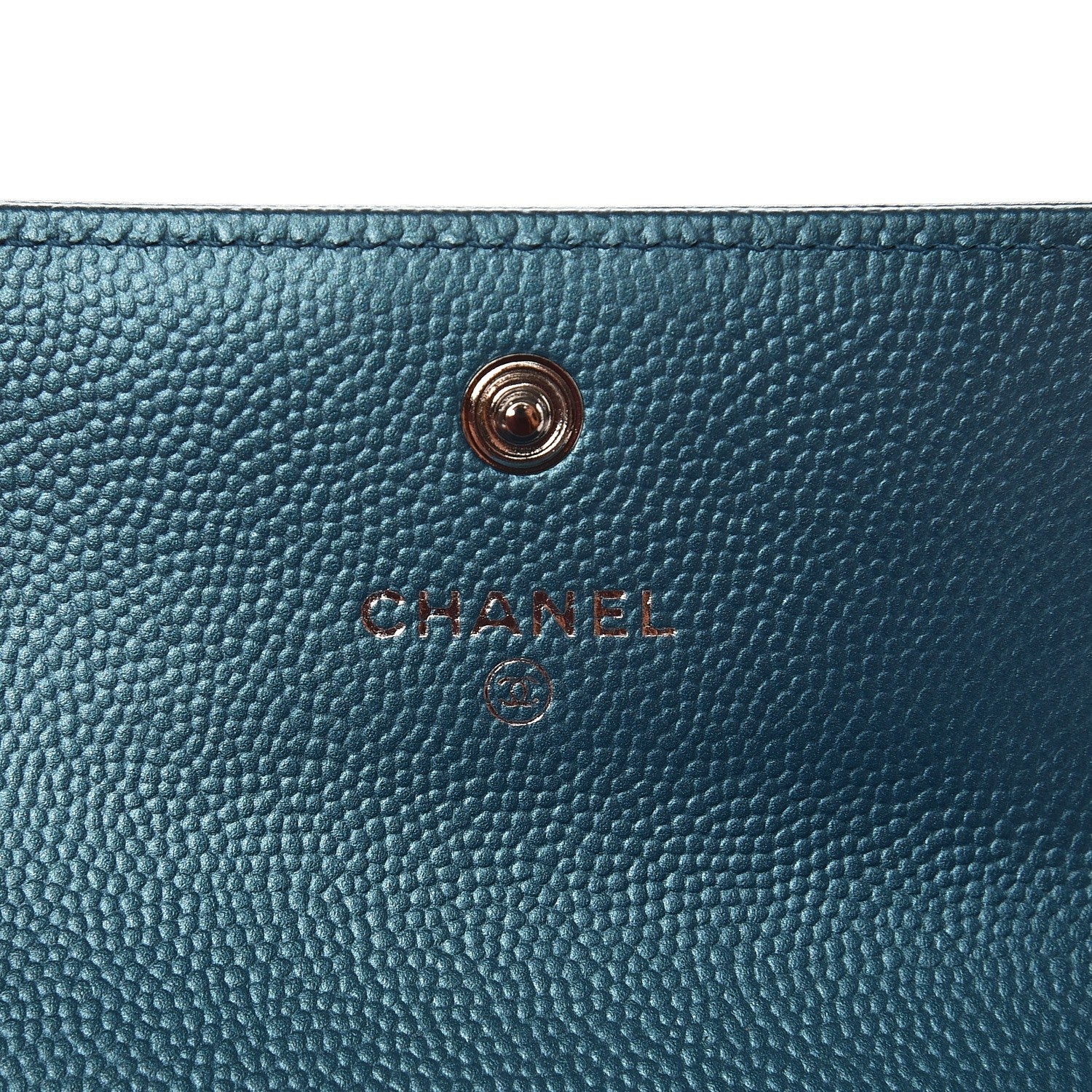Chanel Metallic Caviar Quilted Boy Card Holder Wallet Turquoise 7 of 9