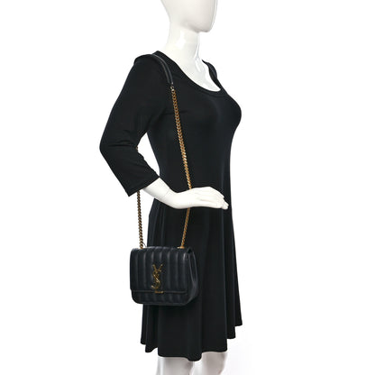 Saint Laurent Lambskin Matelasse Monogram Small Vicky Chain Bag Black 2 of 9
