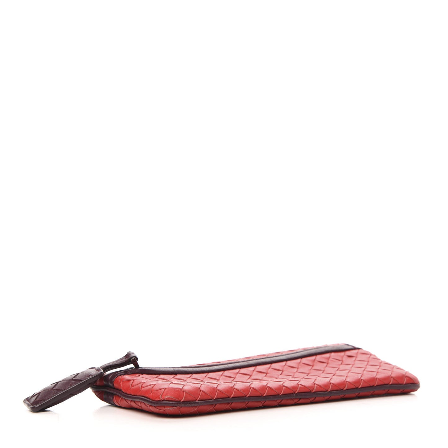 Nappa Intrecciato Zip Clutch Fraise Aubergine