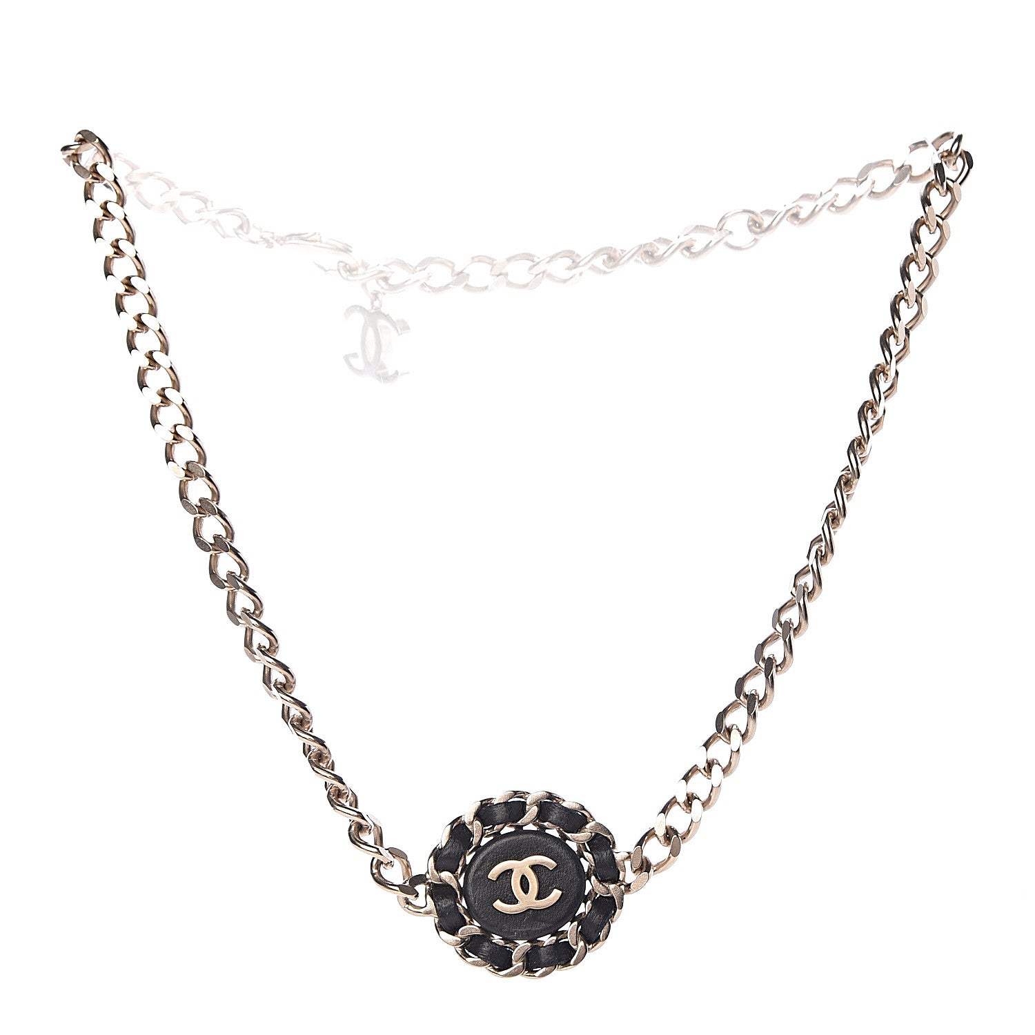 Chanel Lambskin CC Chain Short Necklace Black Gold 3 of 4