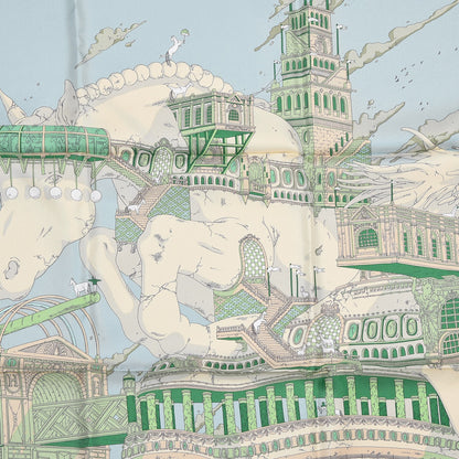 Hermes Silk Hippopolis Scarf 90 Vert De Gris Beige Emeraude 3 of 9